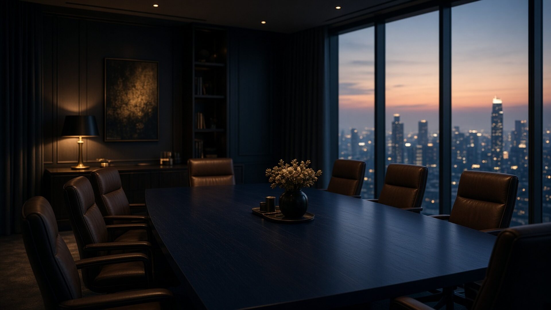 A boardroom for reviewing the project file